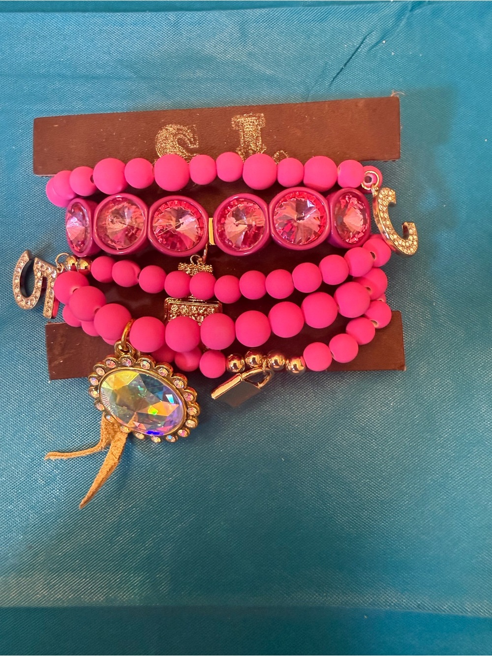 Hottest Pink Beaded Bracelet Stack